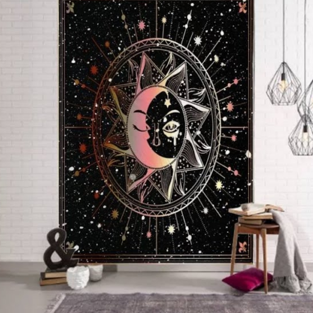 Star Burst Sun & Moon Tarot Style Tapestry